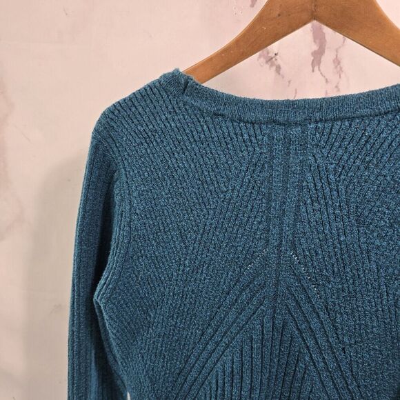 CAbi Cardigan Womens Medium Blue Sweater Deco 5016 Knit Button Up V Neck - Picture 6 of 9